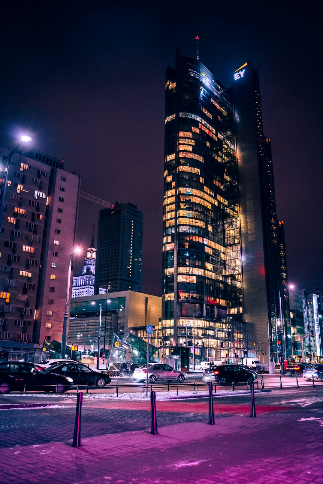 polish city street at night