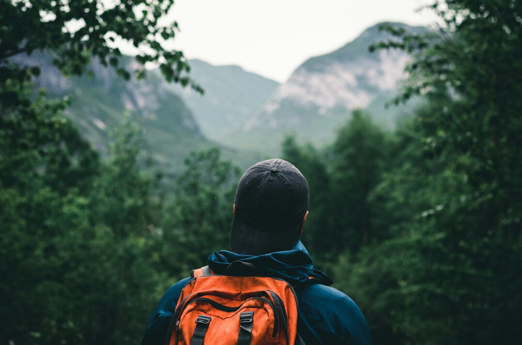 trekking in wild forest